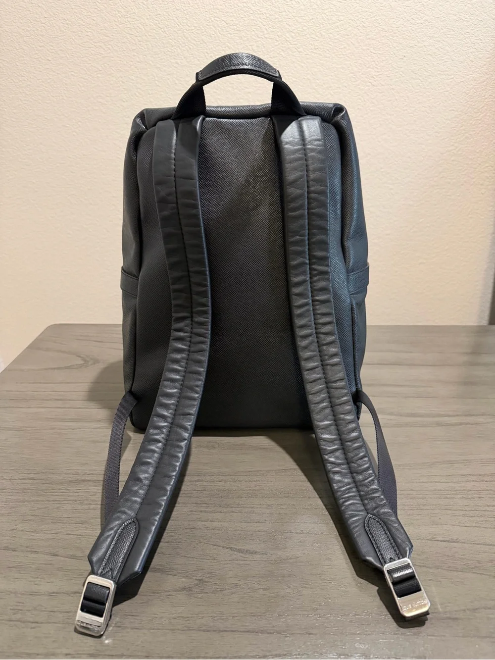 Louis Vuitton Black Leather Backpack with Silver Hardware